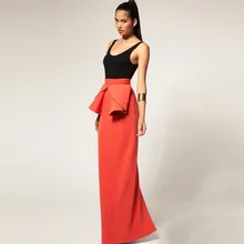 Высокая уличная мода длинная юбка с баской хиппи стиль Длина до пола шикарная длинная юбка Персонализированная уличная Женская Макси юбка