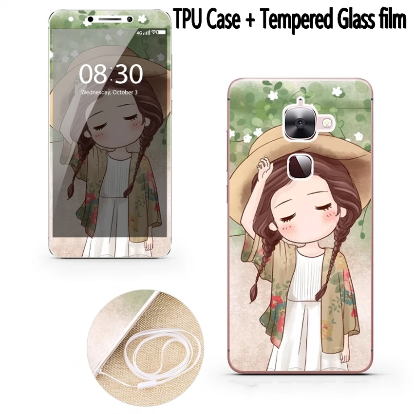 

Screen Protector case for Letv Le2 Pro S3 X626 front Toughened glass membrane and TPU back Coloured drawing or pattern shell