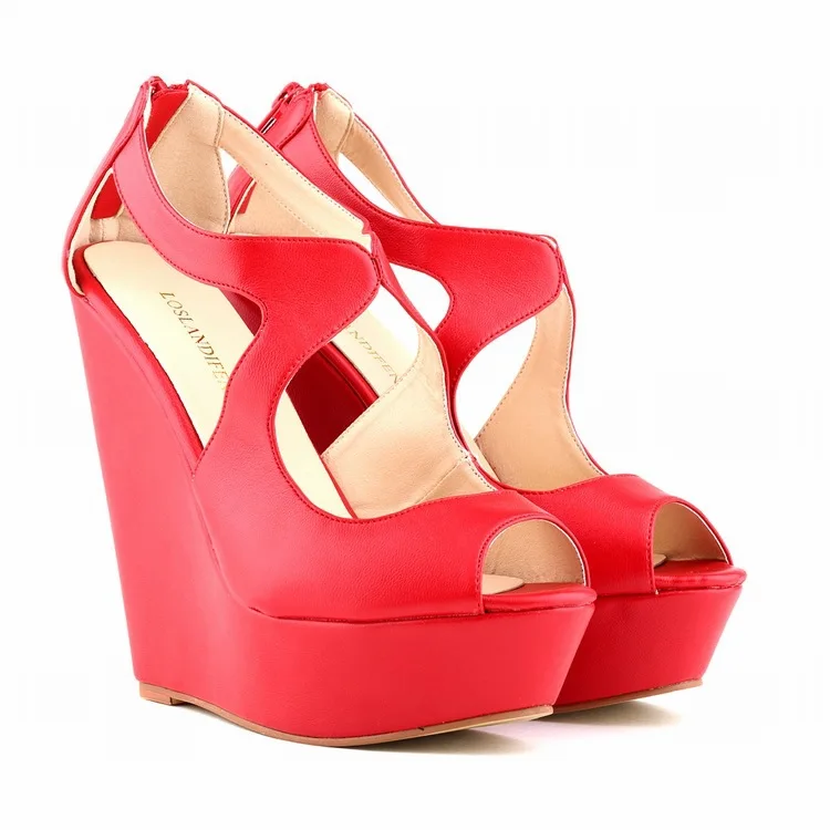 Casual Women Wedge Sandal Open Toe Back Zipper Thick Platform High Heel