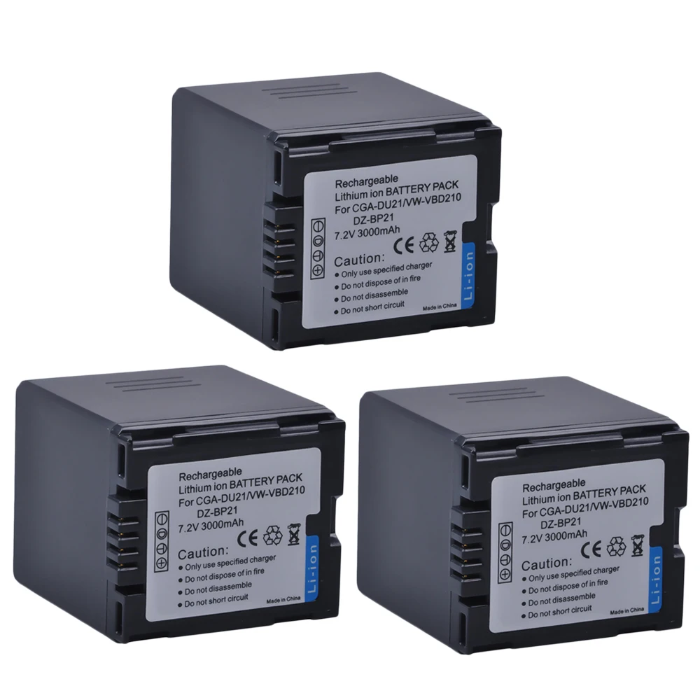 3 шт. CGA-DU21 CGA DU21 Камера Батарея+ ЖК-дисплей USB Зарядное устройство для цифрового фотоаппарата Panasonic NV-GS330 GS400 GS408 GS500 GS508 MX500 PV-GS90 GS120 GS150