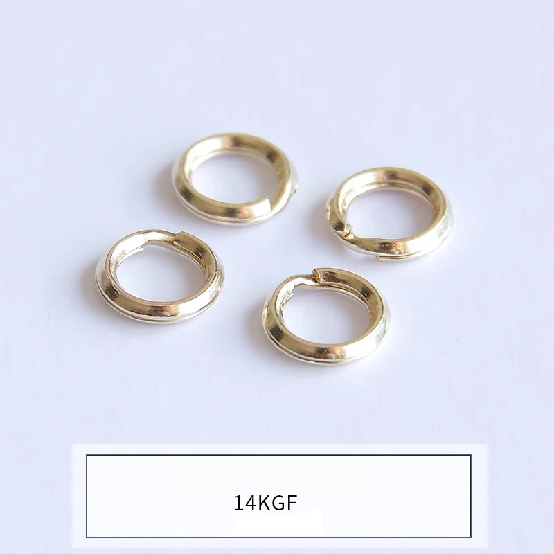 

14 Gold filled Small key ring gold double opening ring Beads not fade for making jewelry accessories 5-6mm 10pcs