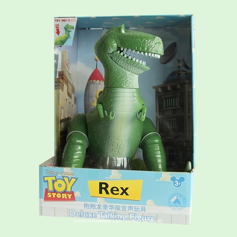 Disney Toy Story 4 Rex Зеленый Динозавр говорящий Q Версия 30 см ПВХ Фигурки мини куклы детские игрушки модель для детей подарок - Цвет: with box