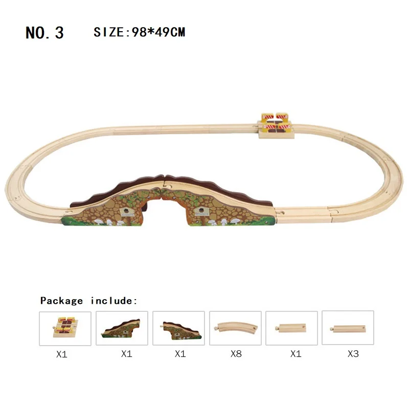 Goedkoop Hout Track Set Spoorweg Speelgoed Houten Trein Spoor Accessoires Uitbreiding Houten Spoor Rails Treinen Road Speelgoed voor Kind Dropshipping