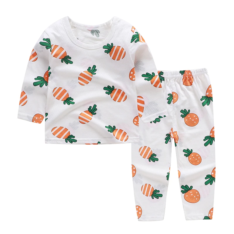 Милая Детская осенняя Пижама, комплект одежды, пижама с героями мультфильмов для мальчиков и девочек детский топ с длинными рукавами+ штаны, домашняя одежда для малышей - Цвет: carrot
