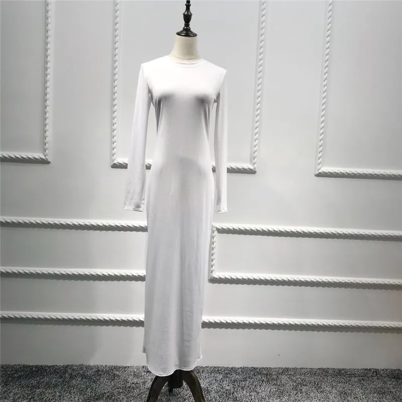 Женское элегантное мусульманское длинное вязаное Макси платье-кардиган кафтан длинные халаты арабское платье Ближний Восток Рамадан исламское - Цвет: Белый