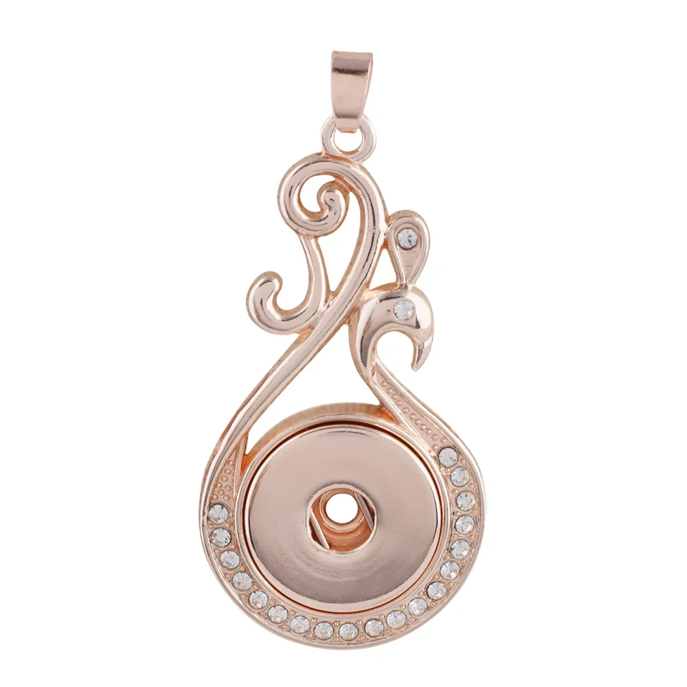

Rose gold crystal pendants fit 18mm 20mm snap jewelry 2018 newest round Retro trendy snap beads pendant for women 18mm buckle