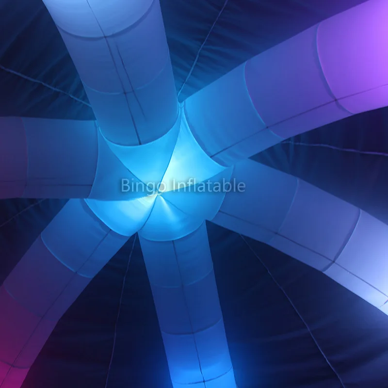  Free Shipping 10m diameters LED spider style glow in the dark Strong oxford cloth inflatable dome t