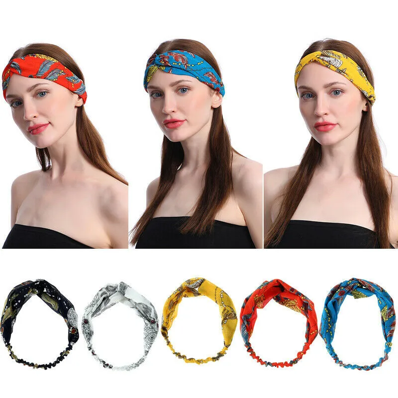 Women Wide Sports Yoga Headband Stretch Hairband Elastic Hair Band Boho Turban