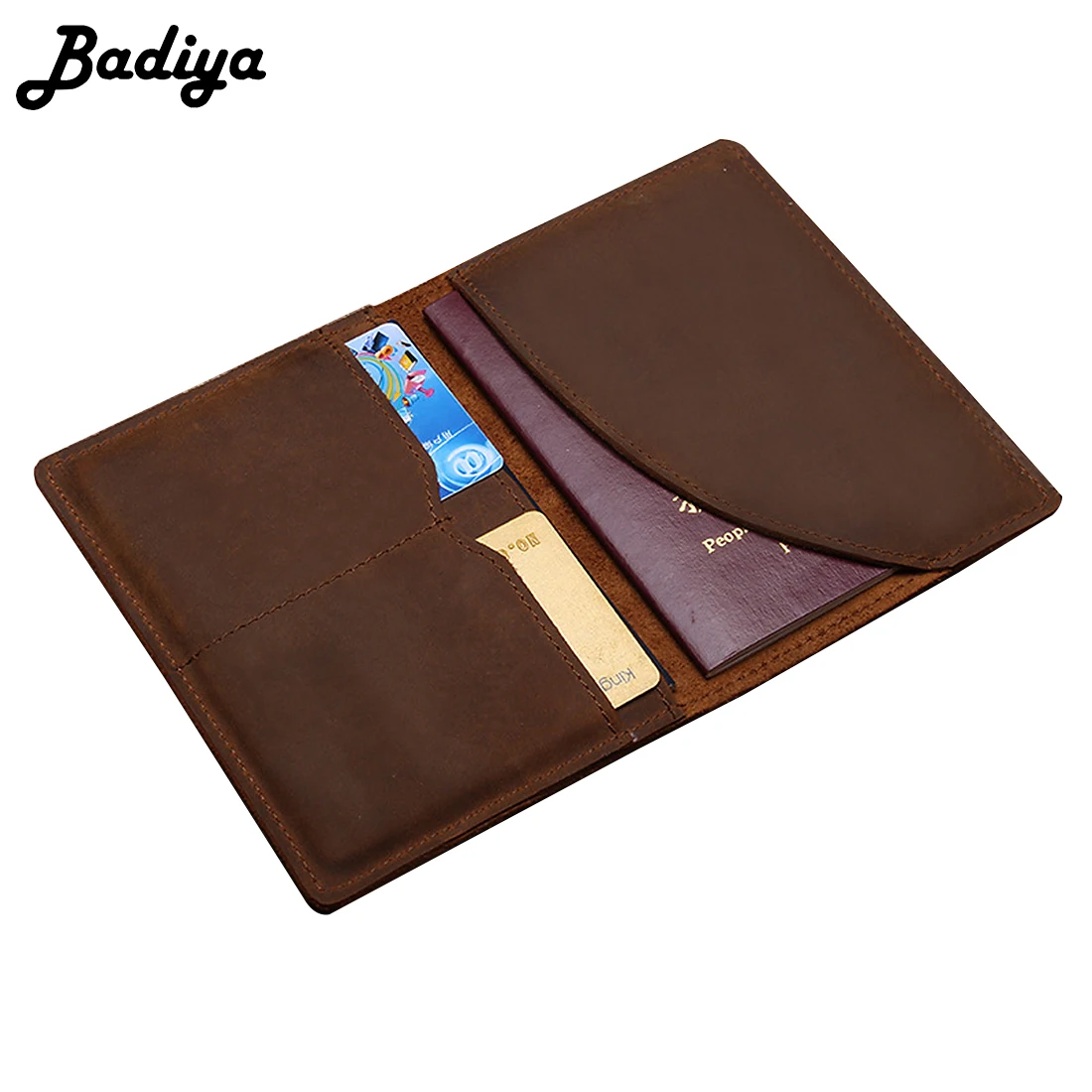 

Vintage Genuine Leather Passport Cover for Men Women Business Floral Printed Travel Passport Holder Case Case ID Card Holder