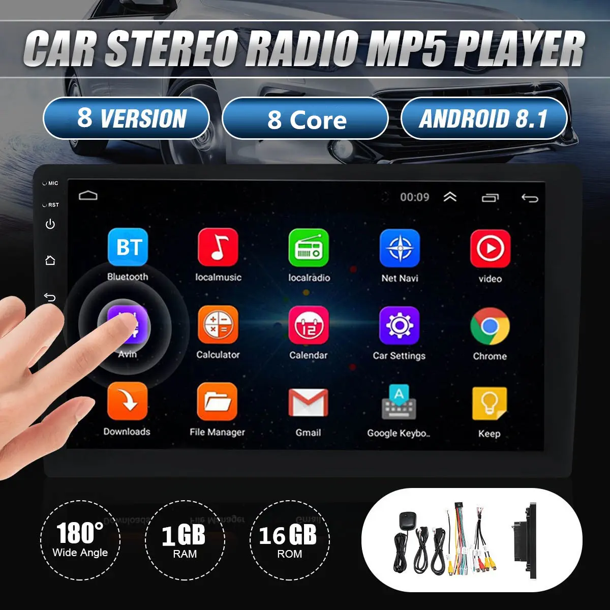 

8 Core Android 8.1 Car Video Radio Player Multimedia 1G+16G with Adjustable Screen Car Stereo Universal GPS WIFI Player 8 Types