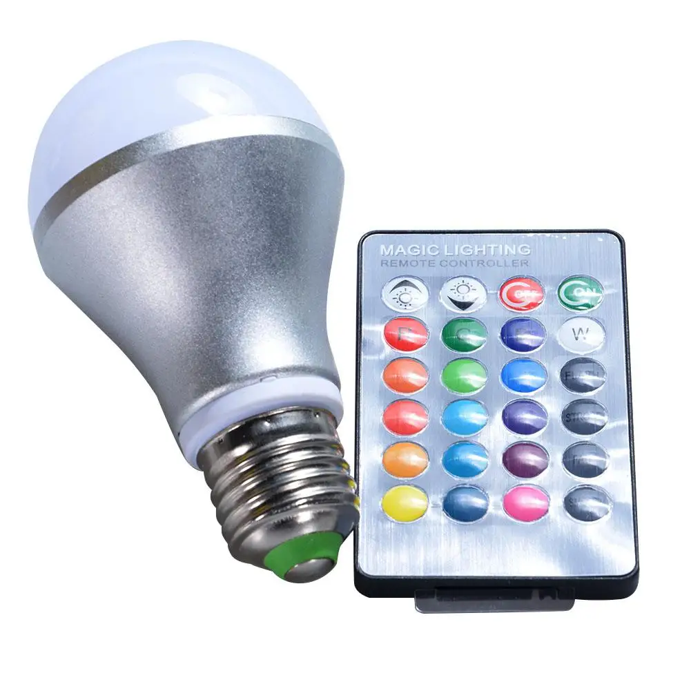 Adeeing 5 Вт E27 светодиодные лампочки RGB A60 с регулируемой яркостью, меняющие цвет лампочки 160 градусов угол луча 16 Цвета пульт дистанционного управления