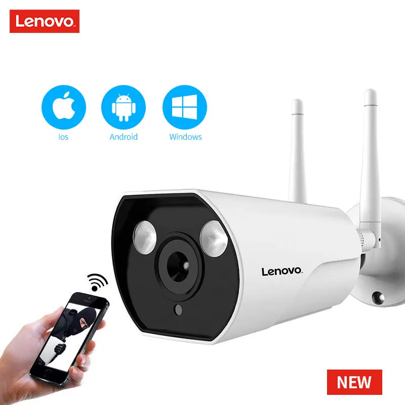 LENOVO dual antenna IP camera ONVIF 1080P Outdoor Waterproof CCTV Camera HD Night Vision Wifi Wireless Surveillance camera