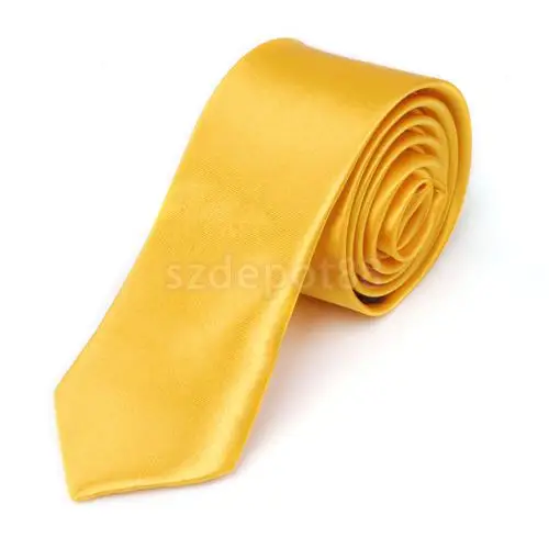 

Unisex Casual Necktie Skinny Slim Narrow Neck Tie - Solid Golden Yellow