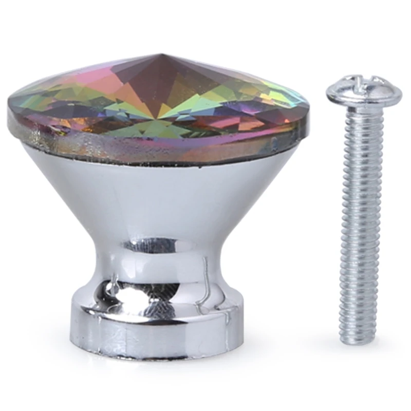 Multi Color Diamond Crystal Glass Knob Cupboard Drawer Pull