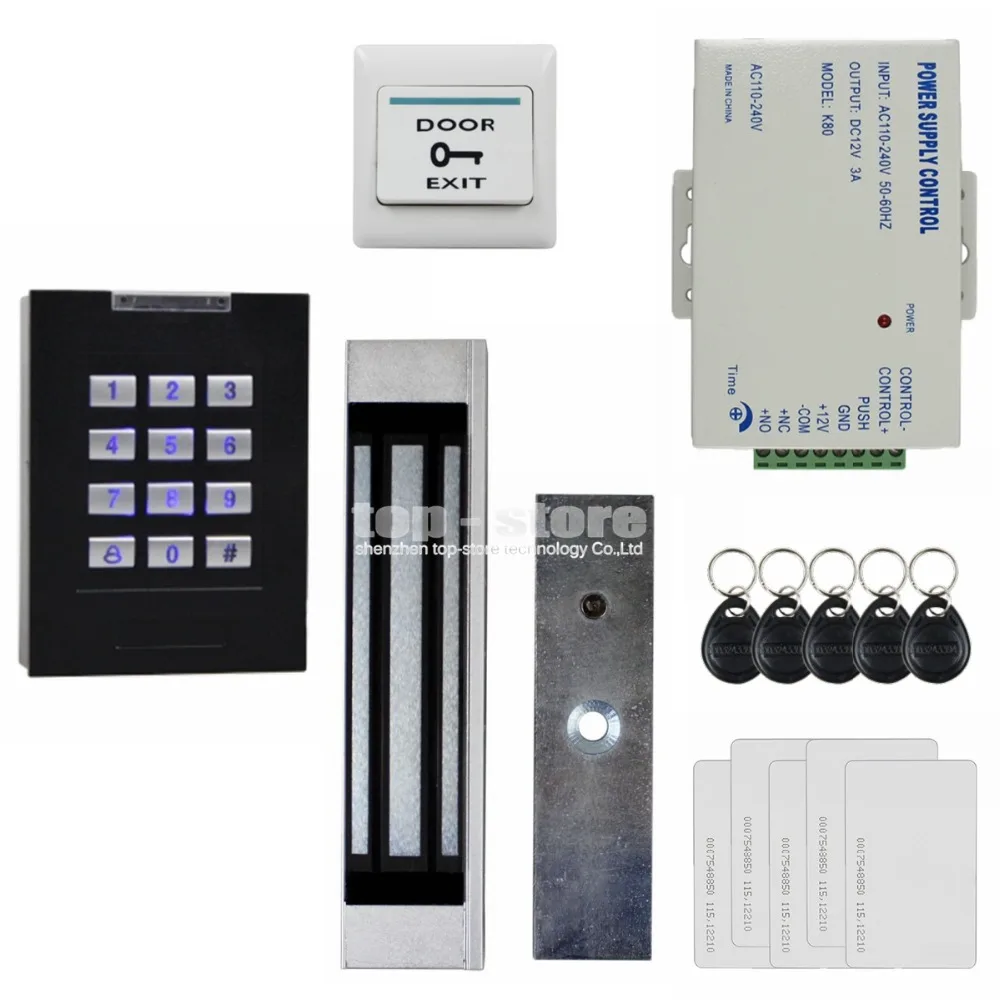 

DIYSECUR 180KG Magnetic Lock Door Lock 125KHz RFID Reader Blue Backlight Keypad Door Access Control Security System Kit KS160