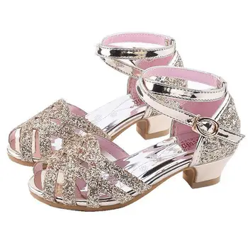 

New Girls Princess Shoes Children Students Performance Shoes Stage Catwalk Crystal Shoes Children High Heel Sandals A331