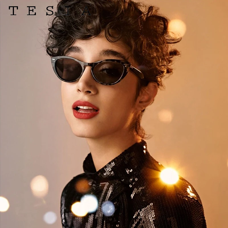 

Cat Eye Women's Sunglasses Luxury Brand Designer Shades For Female Small Rivets Vintage Eyewear Ray Bann Glasses Zonnebril Dames