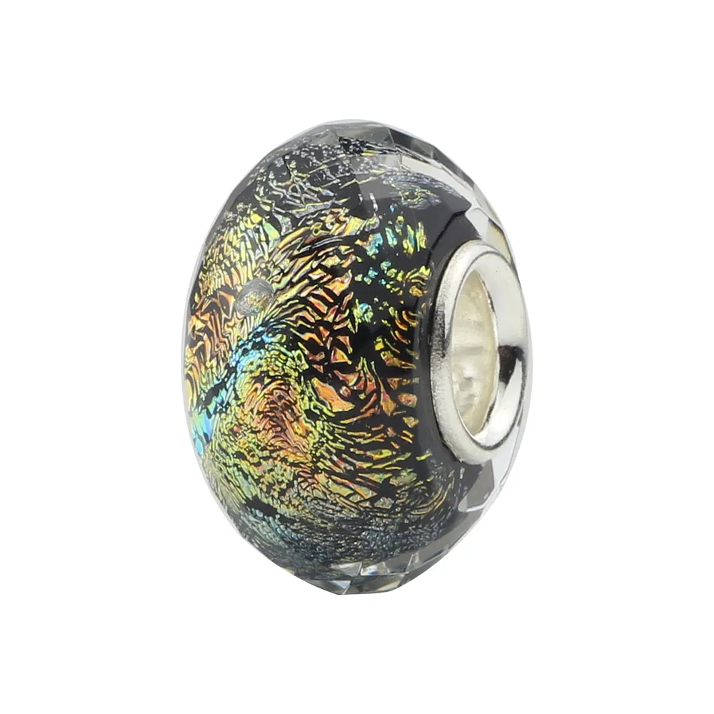 

Colorful Foil Facted Murano Glass Charm Beads 925 Sterling Silver Charms Fit Original Troll Bracelet & Necklace Jewelry