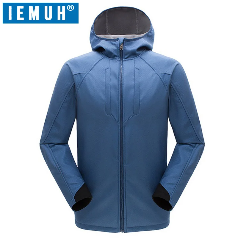 

IEMUH Brand Soft Shell Fleece Jackets Breathable Hooded Coat Waterproof Windproof Outdoor Hiking Trekking Camping Male Jacket