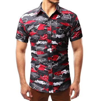 

Men's summer business printed short sleeve lapel shirt, men's new best-selling fashion beach casual short sleeve shirt