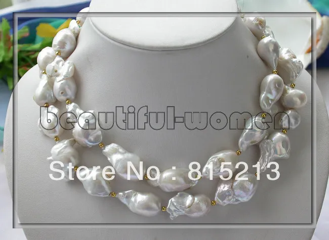 

ddh001328 33" 26mm BAROQUE WHITE KESHI REBORN PEARL NECKLACE 28% Discount (A0513)