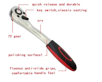 

1/4"(6.3MM) 72gear TEAR DROP QUICK RELEASE torque and ratchet wrench Bicycle mechanical AUTO tools kit set tool free shipping