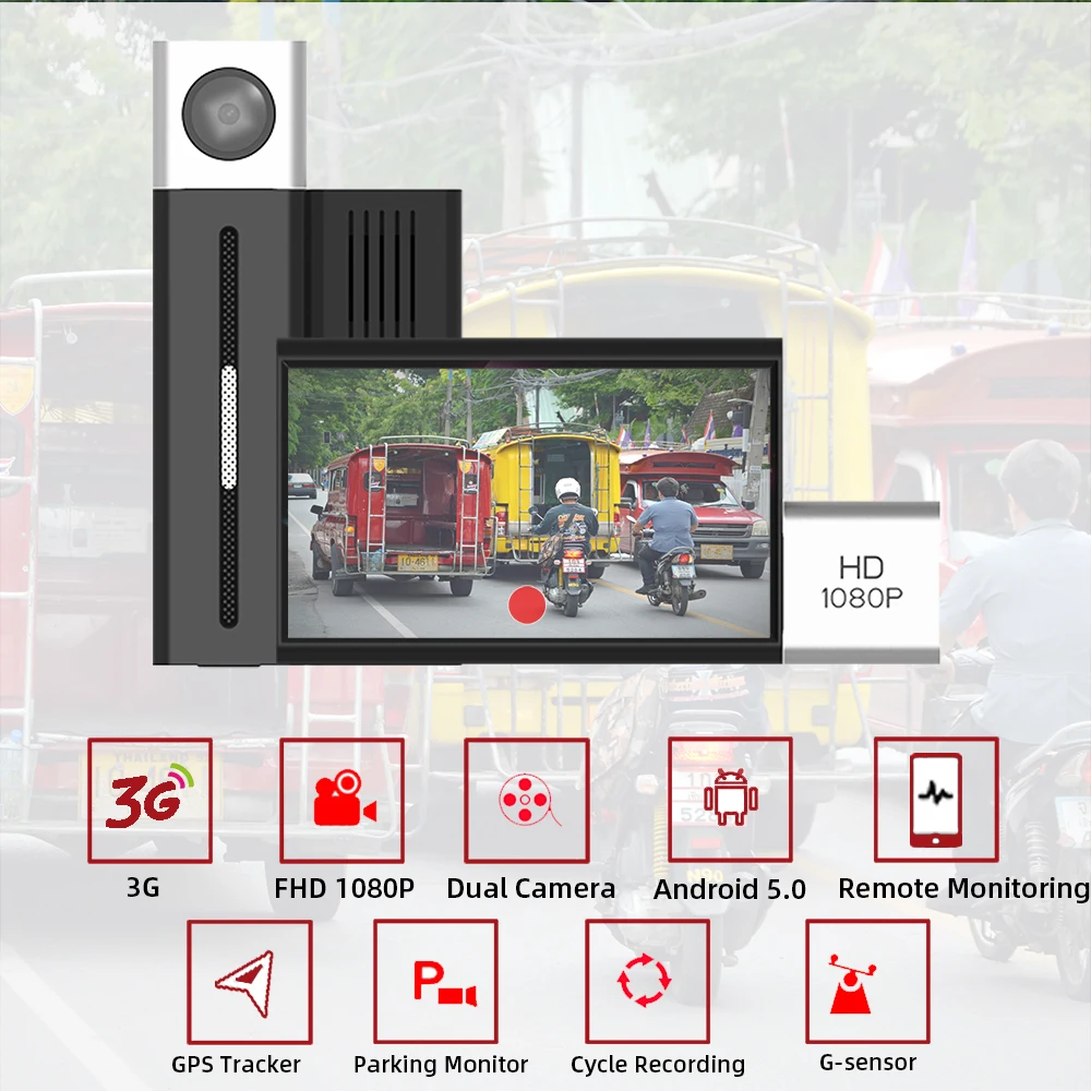 Автомобильный видеорегистратор Bluavido 3G с GPS трекером Full HD 1080P WDR ночное видение G
