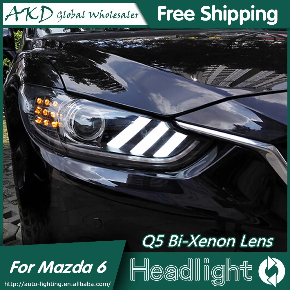 AKD автомобильный Стайлинг для Mazda 6 фары azda6 Atenza светодиодный фонарь Mustan дизайн DRL Bi Xenon объектив Высокий Низкий луч парковка