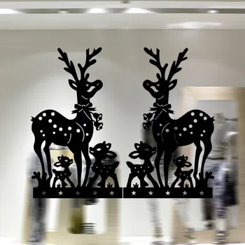 

Removable Christmas fawn Living Room Window Decoration Wall Sticker Animal Poster Home Interior Mural Wall Art Glass Decal