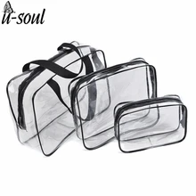 3Pcs Cosmetic Bag Set Fashion Transparent Beauty Bag Waterproof Handbags Wash Bags Ladies Make Up Bag SC0328