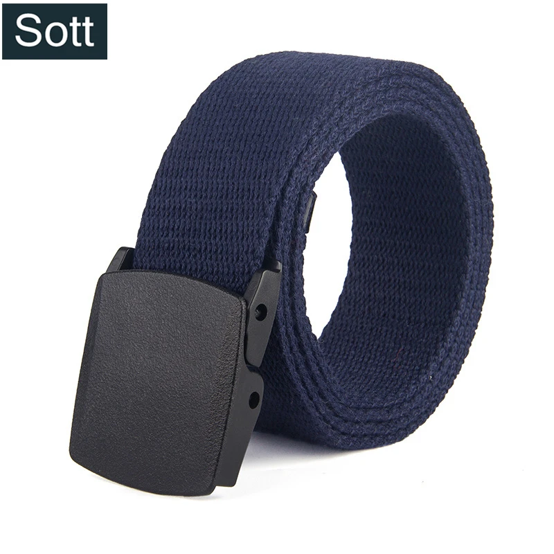 [SOTT] High Quality Solid Men's Belt No Metal Plastic Buckle Canvas
