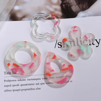 

12pcs/lots Acrylic Acetate Hollow Flower Round Waterdrop Geometric Pendant For Female Earrings Jewelry Crafts Making Accessories