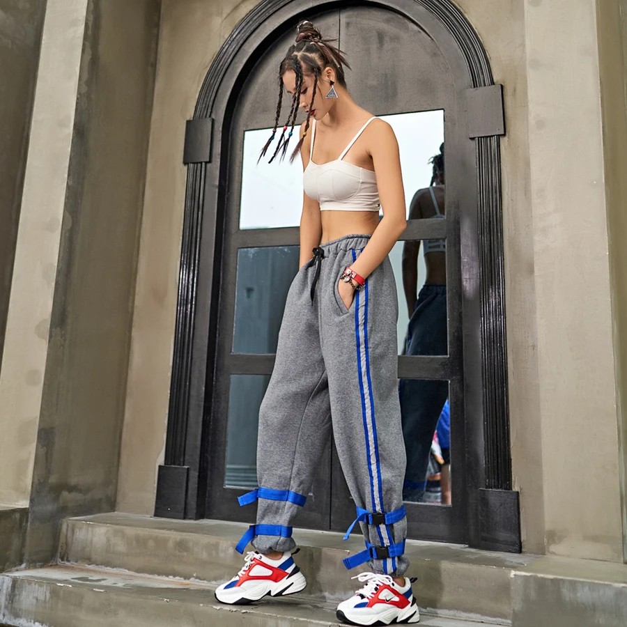 

4 Colors Winter Trousers for women Straight Pants Casual Women's pants Sportwear Harajuku Strap unique Female trousers