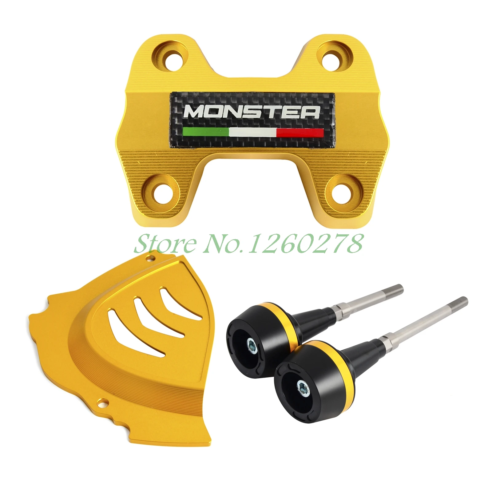 

For Ducati Monster 821 1200 2014-2017 Chain Cover Pad Frame Slider Protection Guard Handlebar Clamp Bracket Upper Kit Set