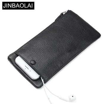 

JINBAOLAI Men Wallets Genuine Cow Leather Soft Skin Coin Pocket Male Purse Long Style Top Quality Brand Fashion Men Purse