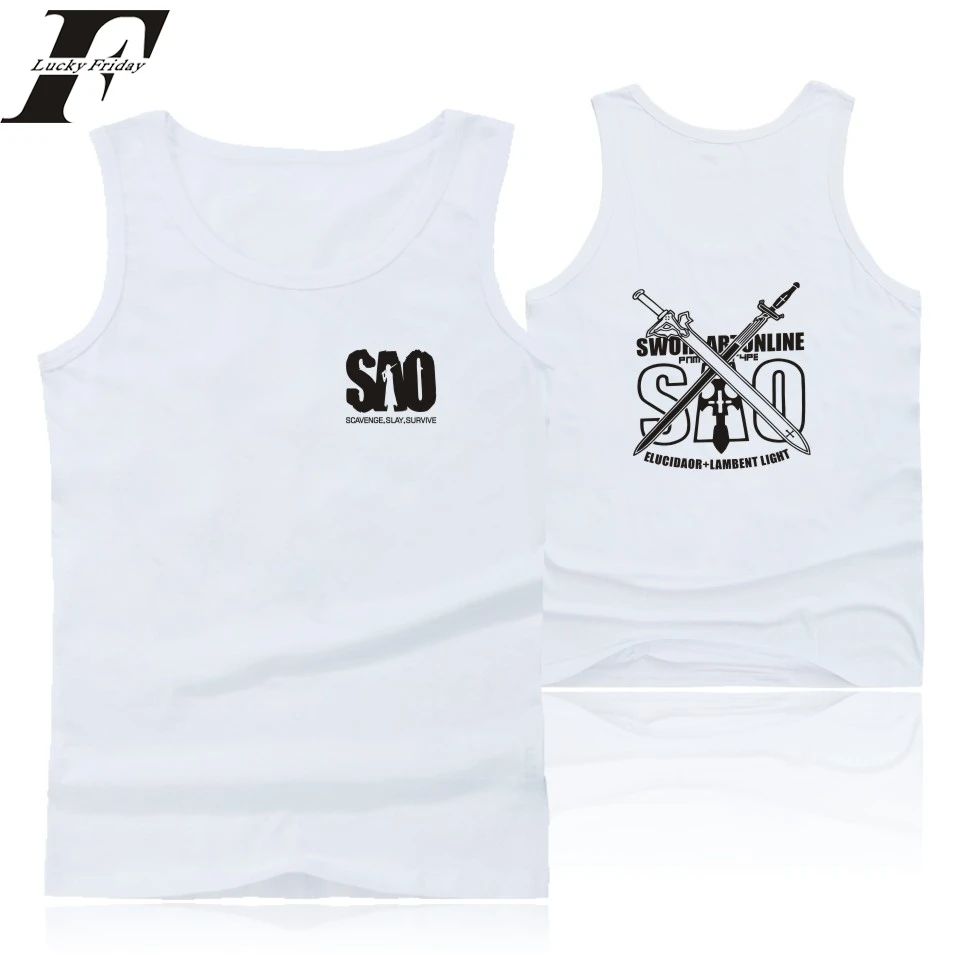 Sword Art Online Cartoon Sleeveless Tank Top Men women Summer Black blous shirt Japan Anime fitness Bodybuilding Tank Tops Vest