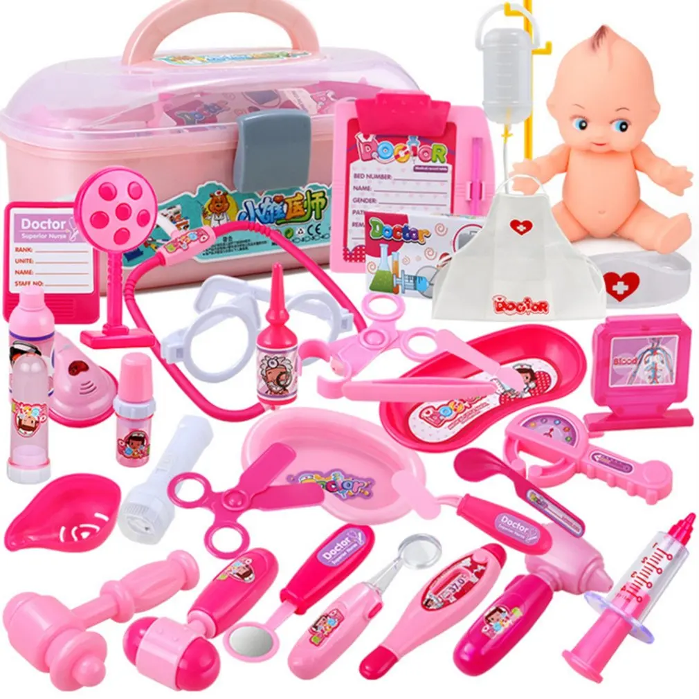 34 pcs/set Children Toys Doctor Kits Set Baby Suitcases kit Medical