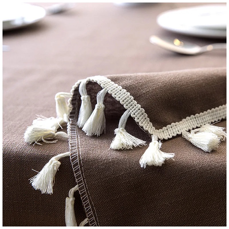 جميع مواسم ديكور المنزل لينة طاولة مقاومة للمياه ClothWith شرابات 1 قطعة الشاي نهاية عشاء سماط الغبار مستطيل الجدول غطاء