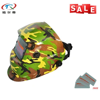 

Green Army Camouflage Weld Mask Lithium Battery Grinding Shade 9-13 Darkening Welding Mask MIG TIG Helmet TRQ-HD61 with 2200de