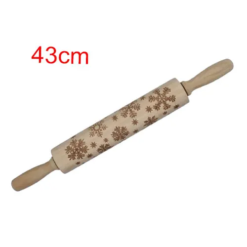 Christmas Embossing Rolling Pin Engraved Carved Wood