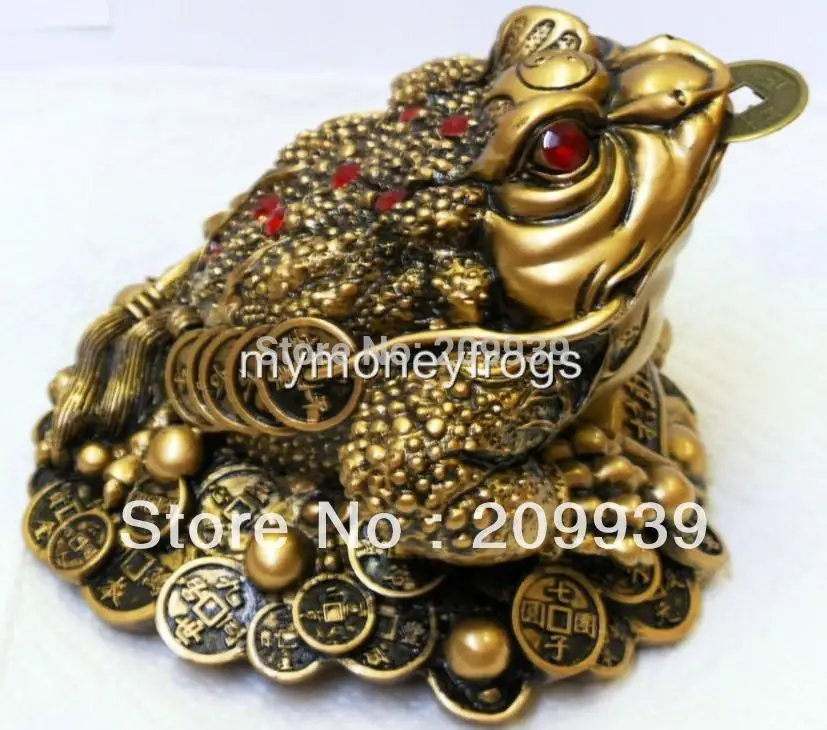 

huij 0044 NEW Oriental Lucky Wealth Large Brass Feng Shui Money Chinese Coin Frog #L2 A0403