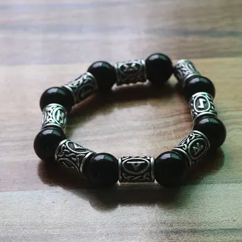 

Retro Lava stone Beads Viking rune talisman Bracelet For Men and Women