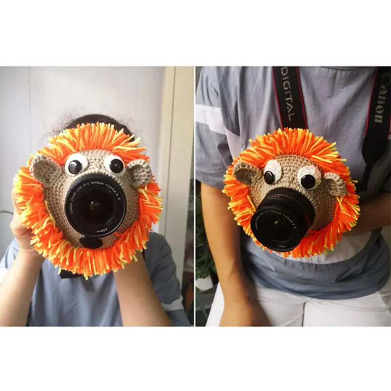Animal Camera Buddies Lens Accessory for Child/Kid/Pet Photography Knitted Lion Octopus Teaser Toy Lens Posing Photo Props