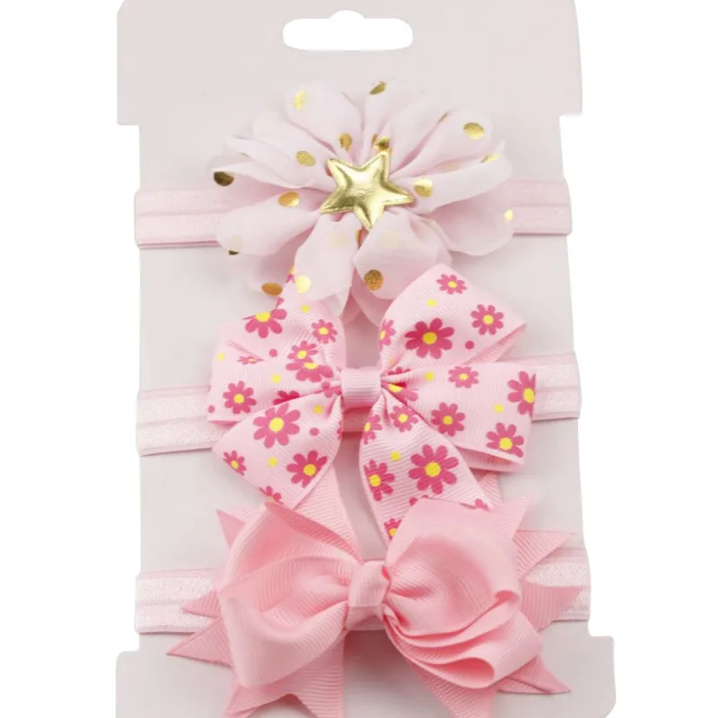 

Baby Girls Hair Band 3pc Baby Girl Boy Elastic Flower Headband Children Skinny Stretchy Bowknot Elastic Hair Band