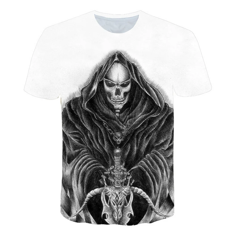 Skull T Shirt Men Black Tshirt Funny Punk Rock Clothes Military 3d Print T-shirt Hip Hop Mens Clothing Summer Streetwear