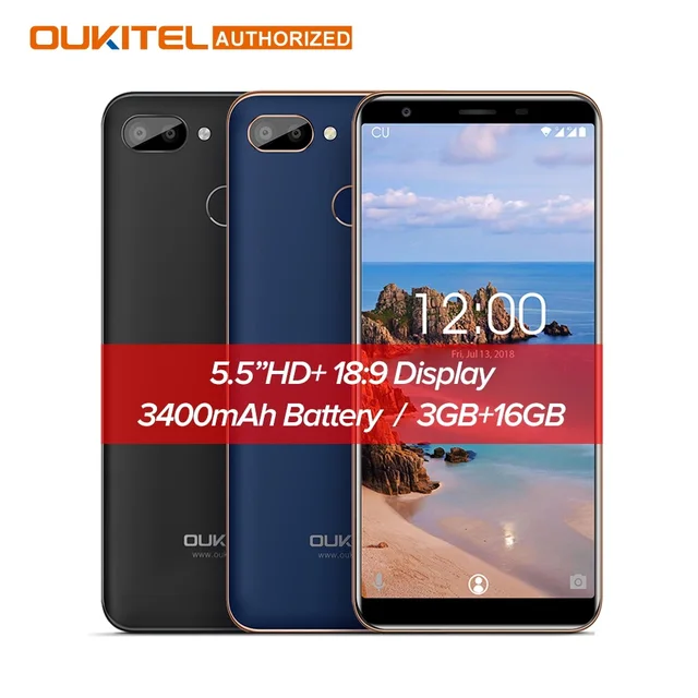 Оригинальный OUKITEL C11 Pro 4G смартфон 5,5 дюйма 18:9 андроид 8,1 4 ядра 3 GB Оперативная память 16 Гб Встроенная память сотовых телефонов 3400 mAh мобильный телефон