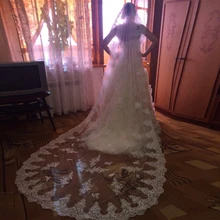 Real Photo White/Ivory Veil with Lace Edge Wholesale 3 Meter One Layer Bridal Veil Wedding Accessories 2016