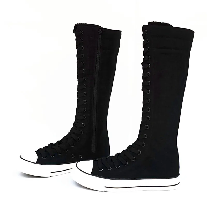 Г., модные женские ботинки в готическом стиле в стиле панк женские парусиновые сапоги до колена с боковой молнией Размеры 35-43