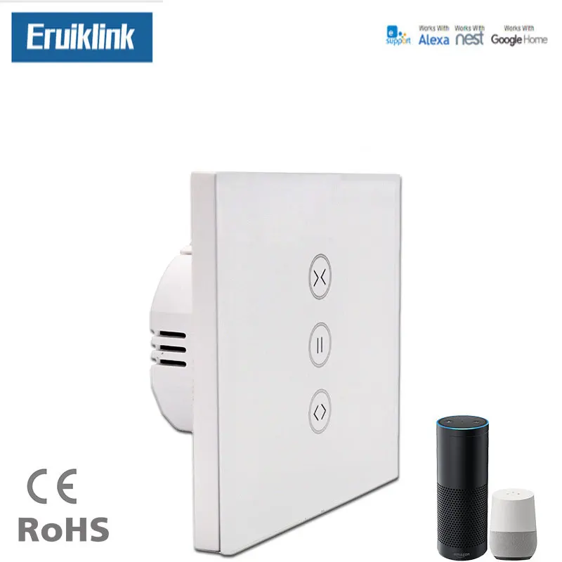 Interruptor do Painel de Vidro da ue Interruptor de Toque sem Fio Controle de Voz por Alexa Google para Casa Elétrica do Motor Cortina Wi-fi Inteligente & - Image 2