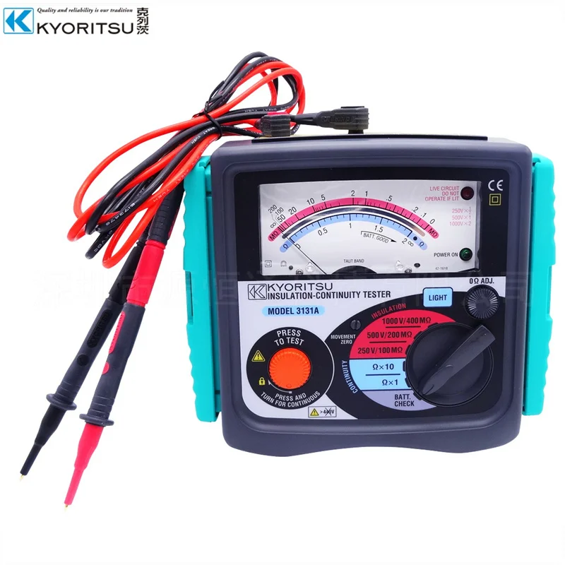 

Fast arrival KYORITSU 3131A Analogue Insulation/Continuity Tester 250V/500V/1000V